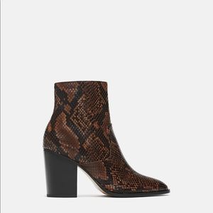 Zara Heeled Animal Print Ankle Boots
